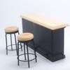 3Pieces Doll House Furniture Bar Counter with 2 Bar Stools and Bar Table for Craft Project Bar Scene Display Accessory
