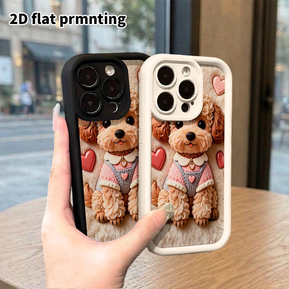 Phone Case: 2D Flat, Suitable for iPhone 18, 17, 16, 15, 14, 13 Pro Protective Case, Curly-haired Teddy Puppy, Perfect Christmas and Halloween Holiday