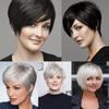 MERISIHAIR Short Straight Hair Age Reduction Wig Peruvian Hair Full Wigs for Black Women Color with Bangs Wig