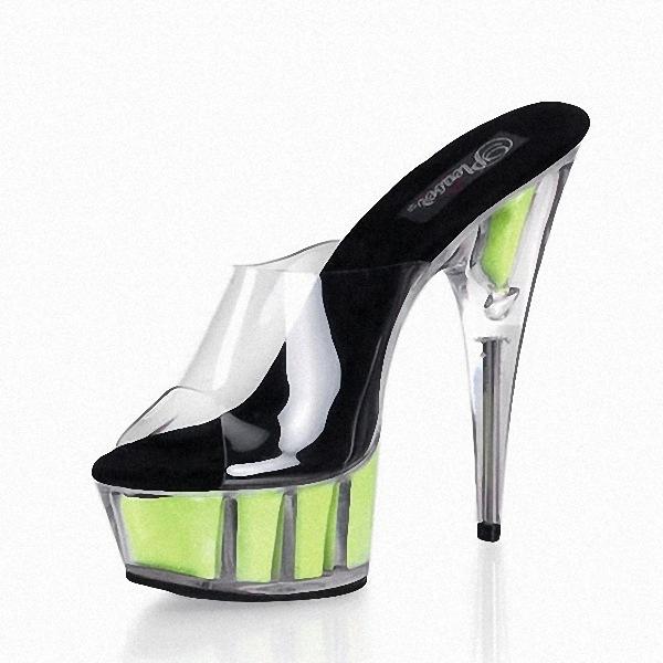 Ladies Dance Shoes Crystal Sandals Thick Sole Waterproof Platform Sandals Slippers Hentian High 15cm High Heel Stage Shoes YKC