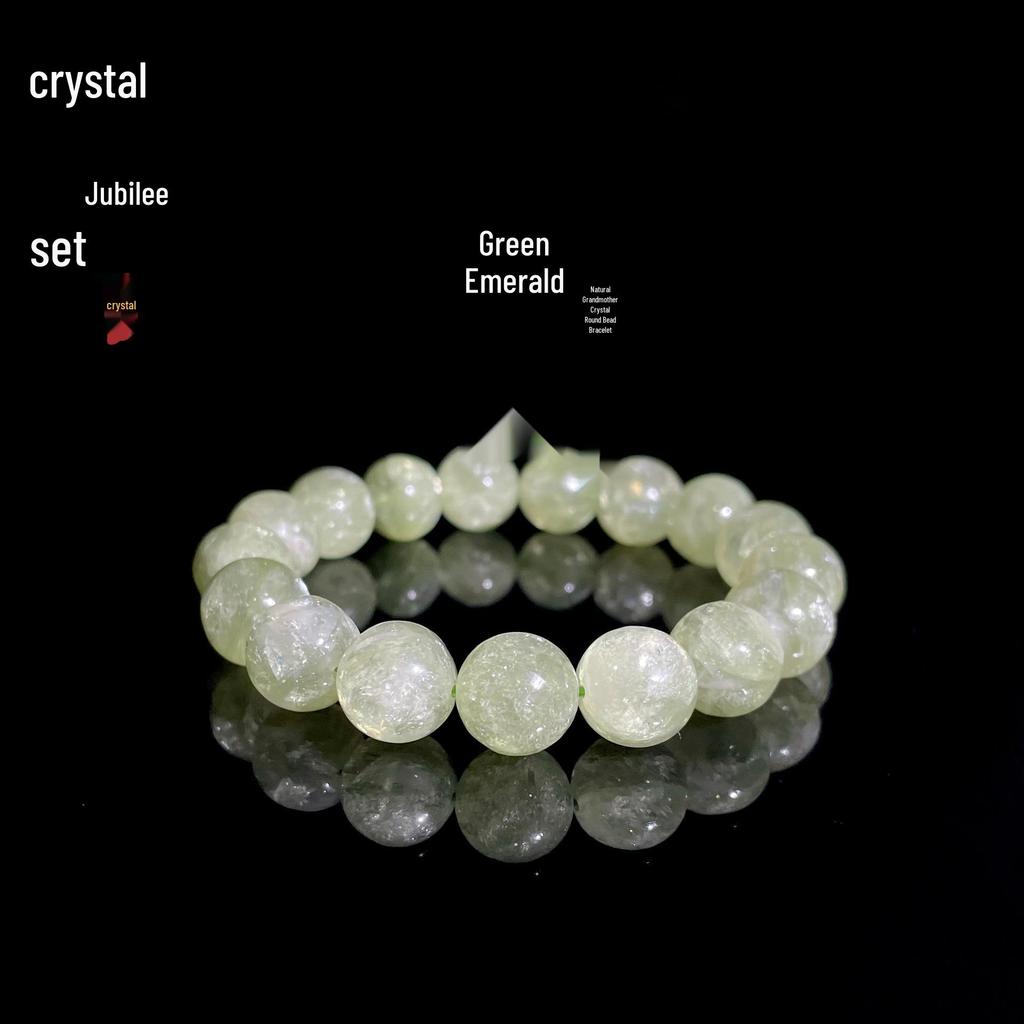 Bracelet en Perles Rondes d'Émeraude de Cristal Vert de Mine Ancienne Naturelle