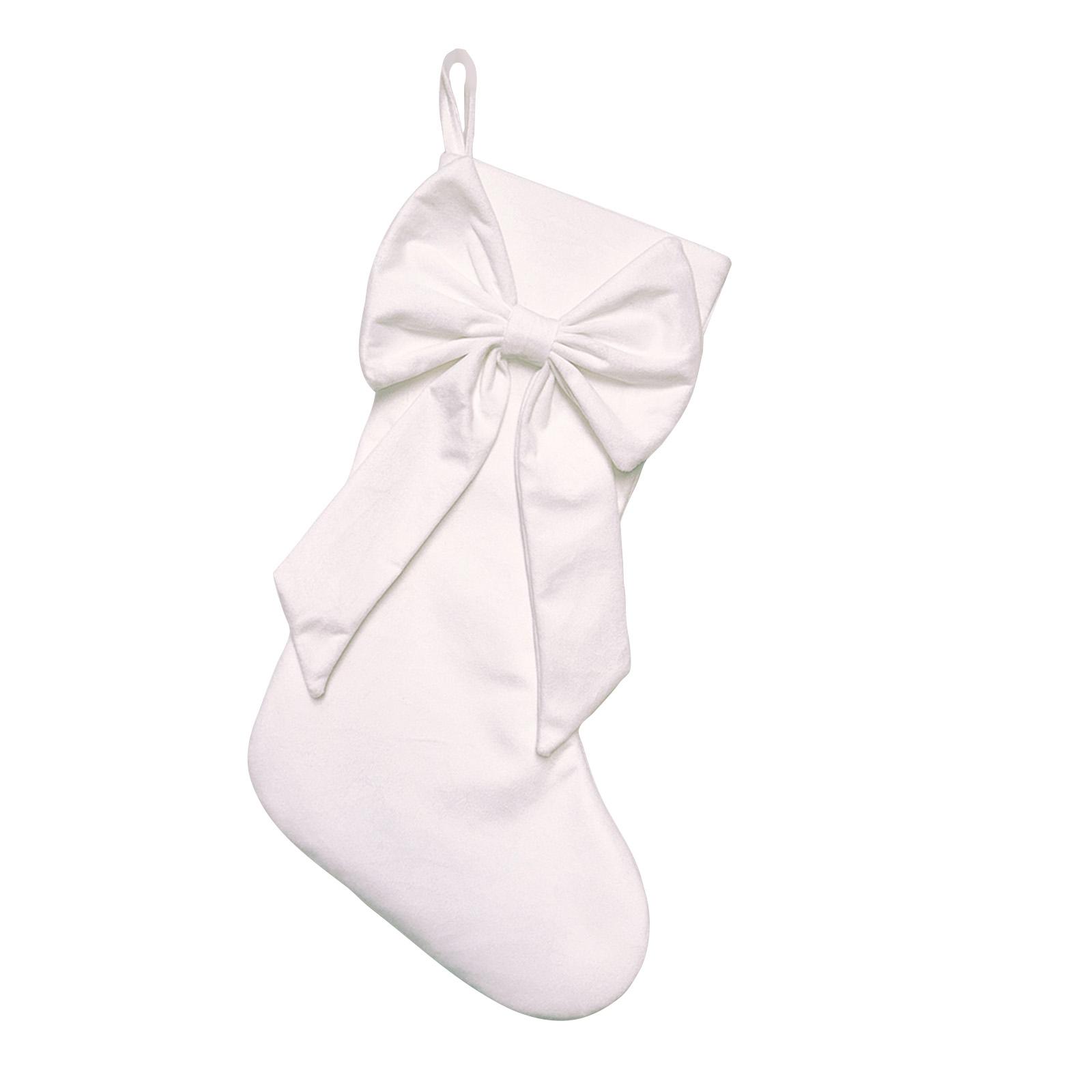 

Рождественские бархатные носки с бантом, Бархатные рождественские носки, Конфетные мешочки, Подарочные мешочки с бантом, Большие подарочные мешочки-носки с бантом One Size белый