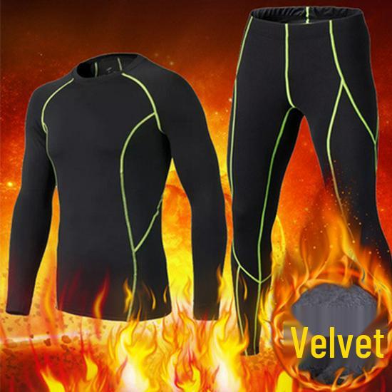 Herren Fleecegefütterter Kompressionsanzug: Warme, schnelltrocknende Basisschicht zum Laufen und Trainieren