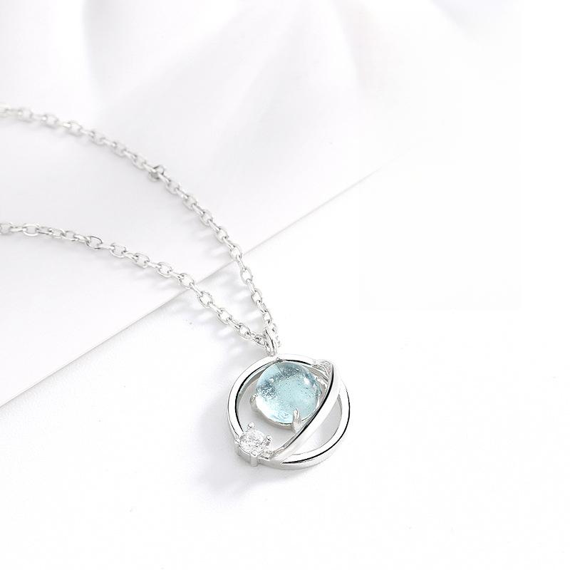 

Ожерелье Dream Planet с синим глазурованным кристаллом Япония и Корея, маленькая подвеска Fresh ins Wind Clavicle Chain