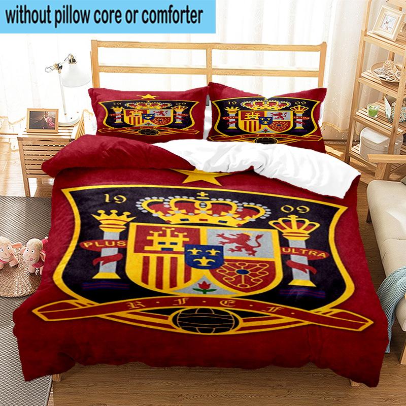 3PCS Spain Football Crest 3pcs Bedding,Including 3PCS Duvet Cover And 2pcs Pillowcases Perfect for Christmas,Ideal for Bedroom, Dormitory