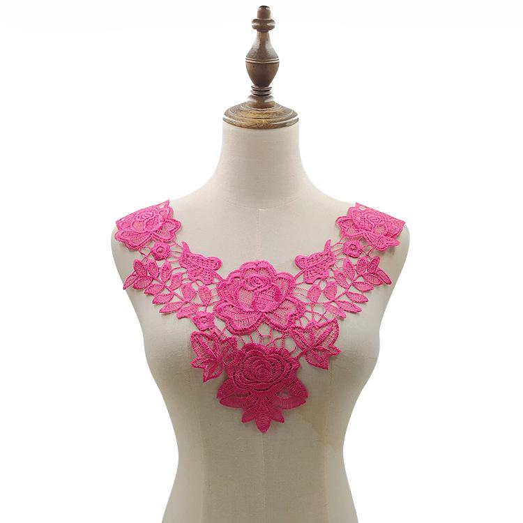Col en dentelle hydrosoluble, col brodé en soie polyester, faux col brodé creux tridimensionnel, accessoires en dentelle DIY