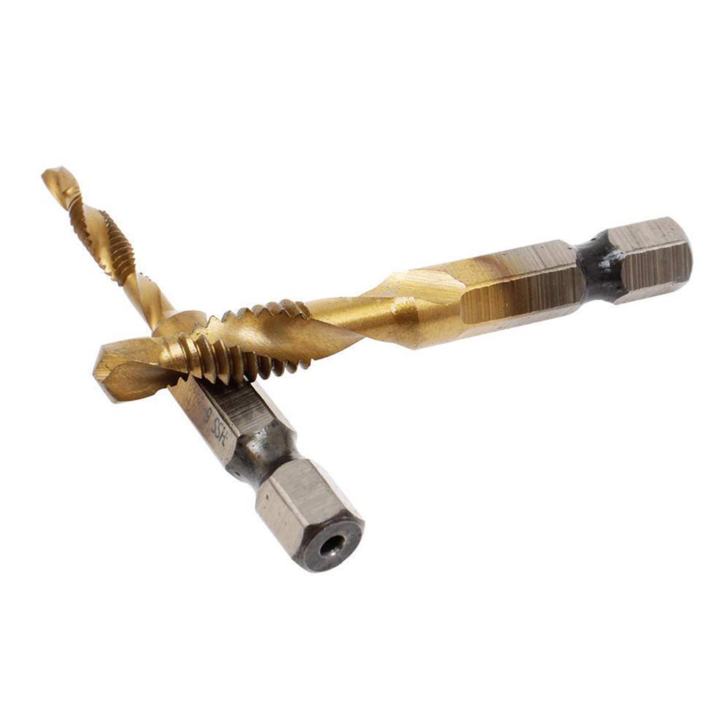 Titanium Coated Hexagonal Handle Drill Bits Tap Set (6pcs) Perfect for Creating Thread In a Variety of Surfaces M3M10