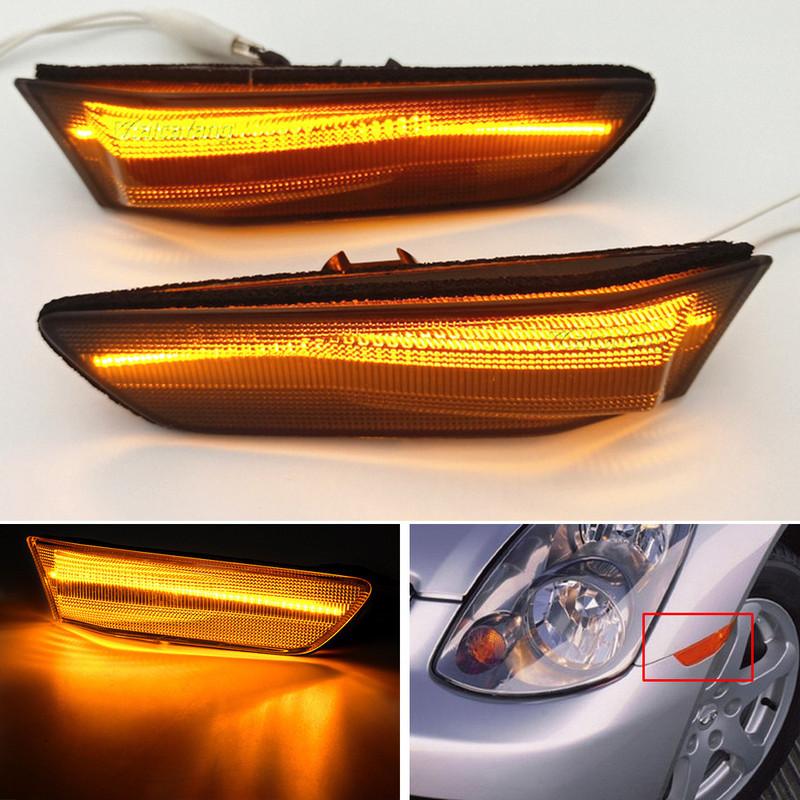 For Nissan Skyline 350GT Infiniti G35 2D Coupe Replace 2002-2007 Amber LED Fender Side Marker Lamp Turn Signal Light