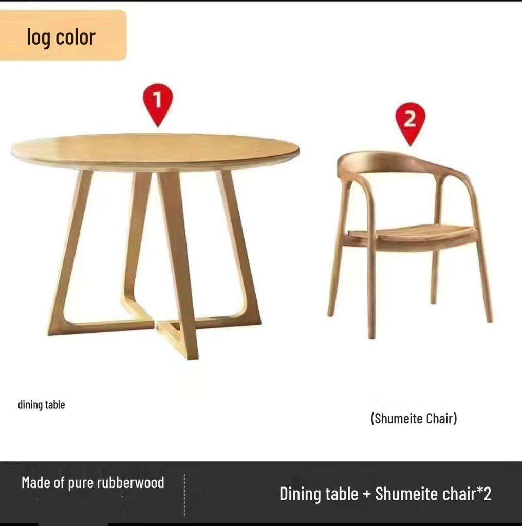 Nordic Solid Wood Round Dining Table for Small Apartments or Business Reception