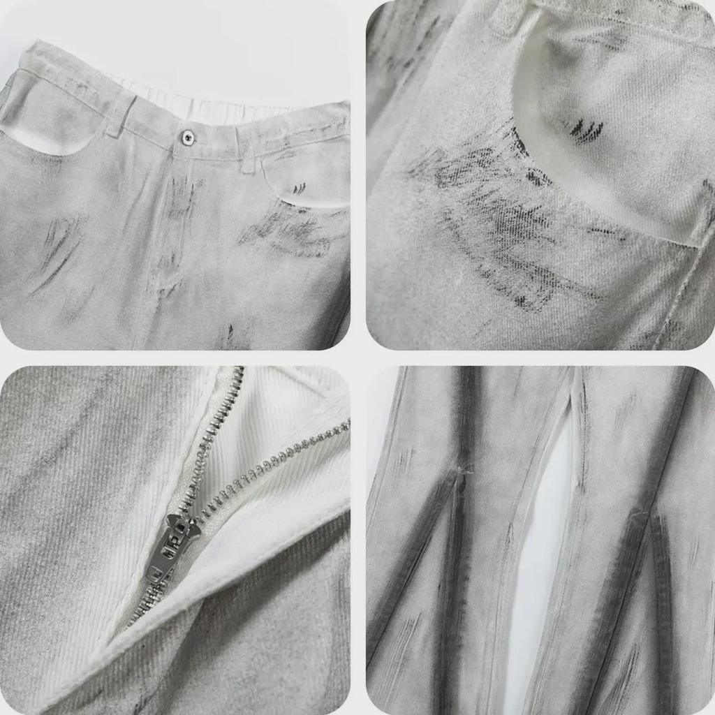 Modne amerykańskie dżinsy z szerokimi nogawkami tie-dye