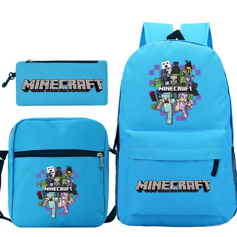 Minecraft Primary And Secondary School School Bag Children'S Backpack Backpack Shoulder Bag Pencil Case Three-Piece Set