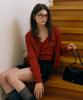 OSTKAKA Merino Wool Blended Twin Set Red