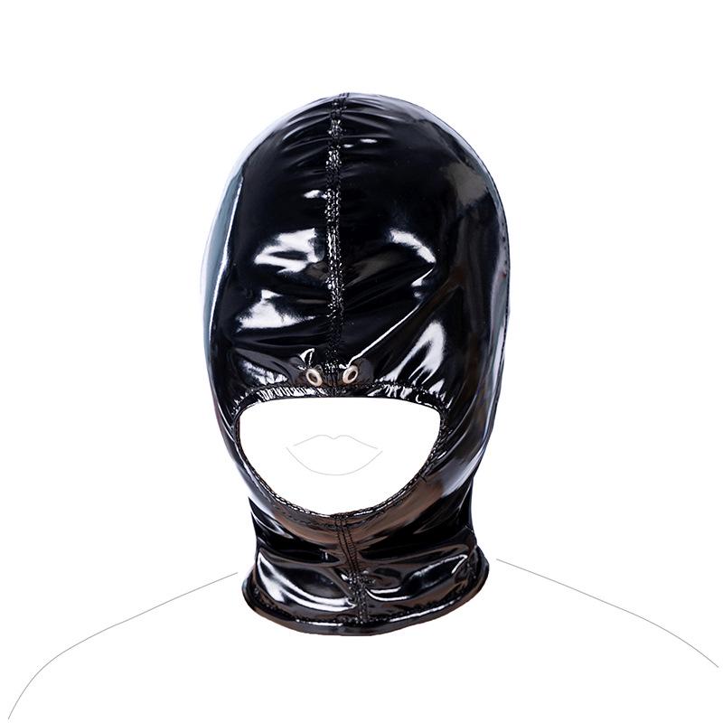 Sensual Elastic Glossy Mask with Mouth Opening for Roleplay and Crossdressing