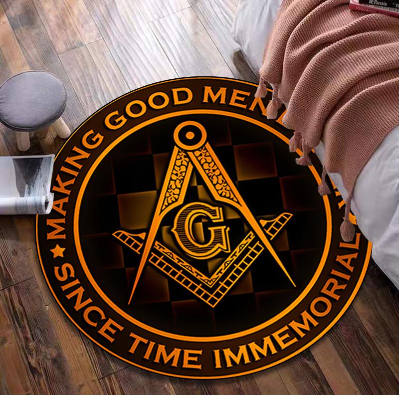Freemasonry 3 Circular Rug - Office Decorative Carpet For Living Room Bedroom Door Mat Floor Rug Computer Chair Area Rug