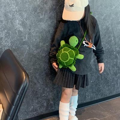 Cartoon Turtle Knitted Kids Crossbody Bag