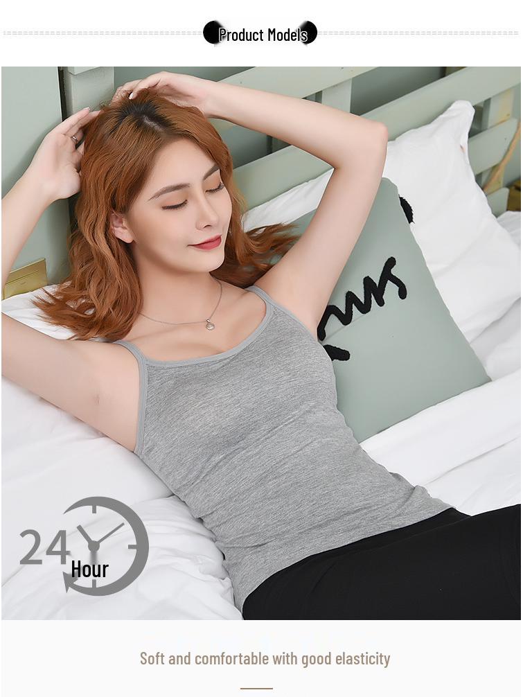 Women's Modal Padded Anti-Exposure Camisole Long Undershirt Yoga Top