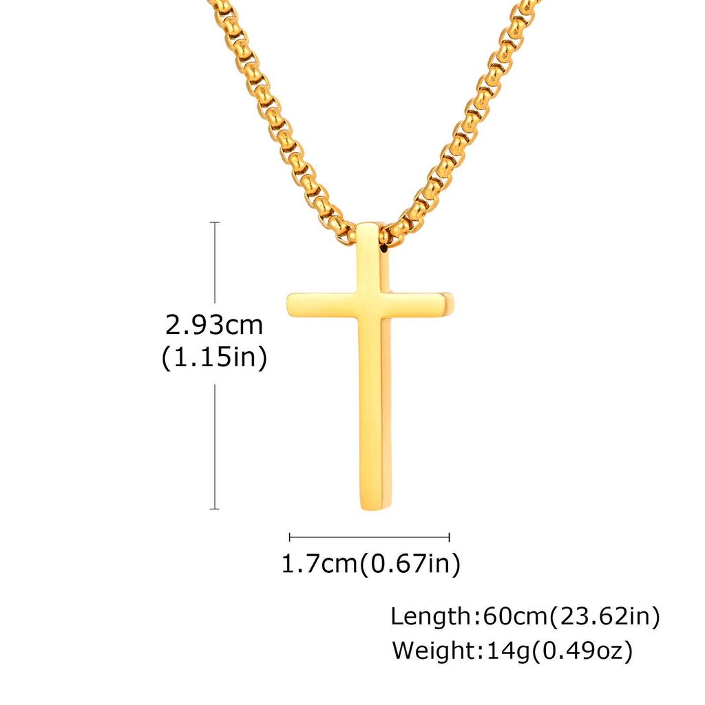 Stainless Steel Simple Cross Pendant Necklace, Multiple Sizes for Men and Women (Model 2103)