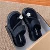 Thick Bottom Heightening Word with Rhinestone Toe Slippers Women's 2025 Summer New Fashion Versatile Niche Beach Sandals