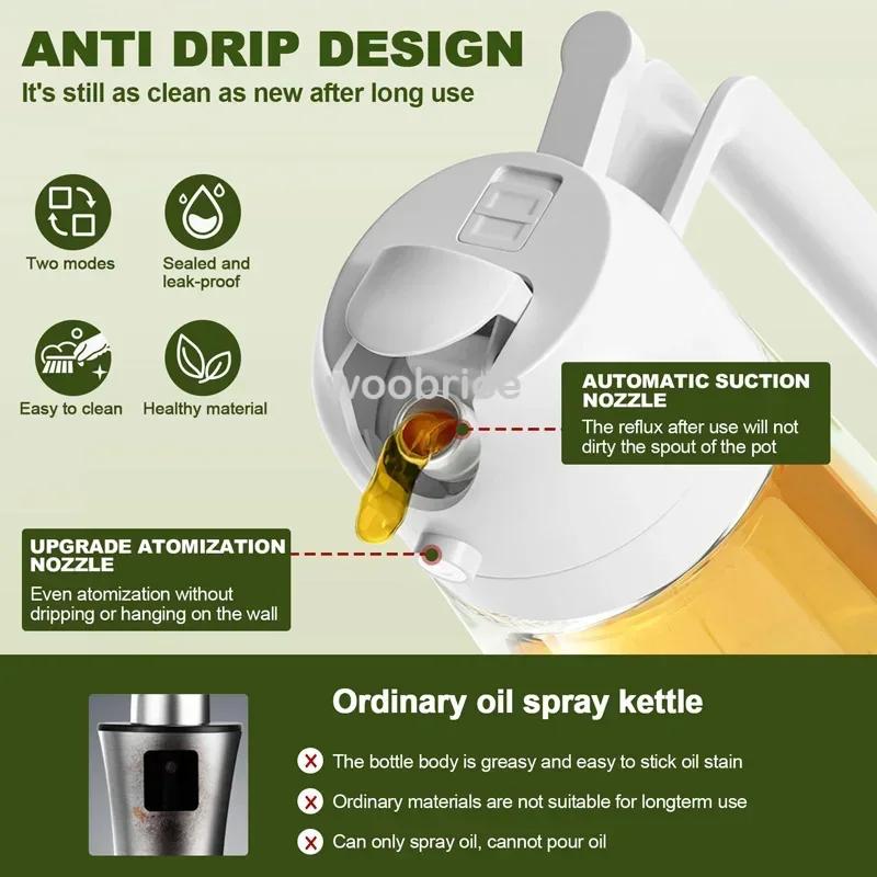 2in1 Oil Sprayer Bottle for Cooking Anti-leakage Olive Oil Storage Bottle for BBQ Air Fryer Salad Steak Kitchen Supplies