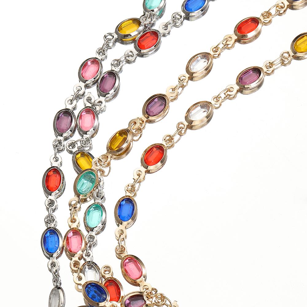 1meter Glass Crystal Oval Beads Copper Chain for Necklace Bracelet Jewelry Making DIY Bohemian Colorful Chains Wholesale