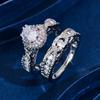 Double-layer Micro-inlaid Zircon Set, Hollow Engraving, Fine Diamond Eight-claw Simulation Wedding Ring