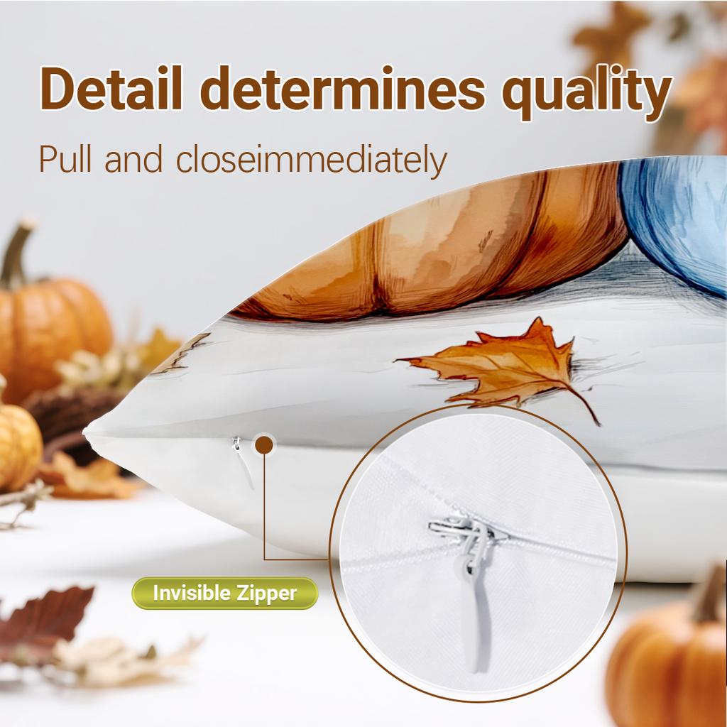Retro Autumn Pumpkin Leaves Pillowcase Printed Polyester 45x45cm Throw Pillowcover Decorative Sofa Cushion Pillowslip Home Decor