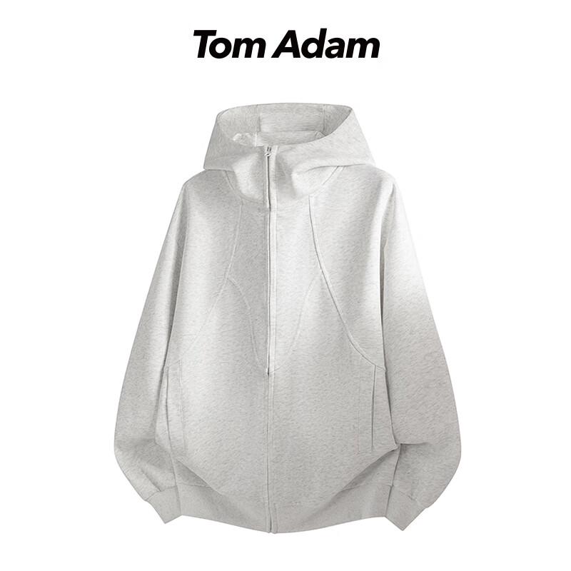TOM ADAM American Deconstructed Patchwork Heavyweight Hooded Zip-Up Sweatshirt