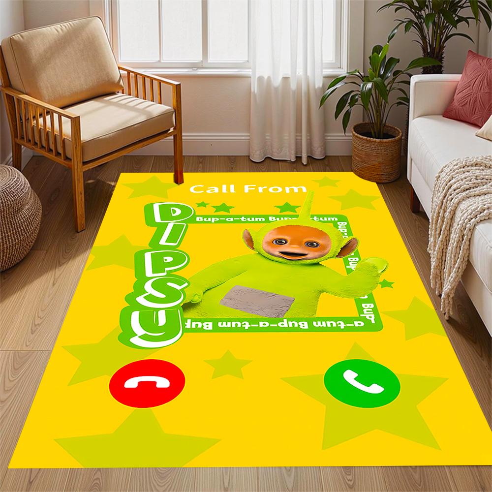 Teletubbies Scooter Adventure Themed Anti-Slip Rugs - Polyester Home Decor, Suitable for Bedrooms, Living Rooms, Doorways, Studios, and Decorations