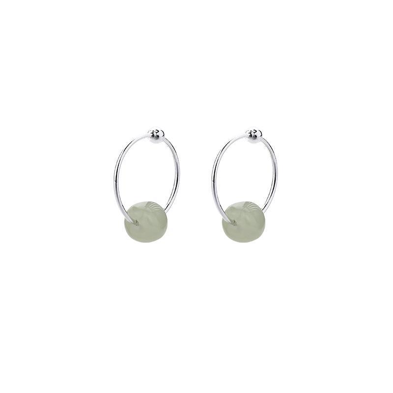 Small Hoop Earrings Silver Natural Round Pendant Hypoallergenic Long-Lasting Shine for Daily Dating Bridesmaid Gift