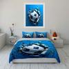 Cool 3D Soccer Ball Breaking Through Wall 3Pcs Bedding Set Soft Microfiber Bedding Set For Football Fans & Boys Room Decor