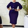Women's clothing new style temperament elegant commuter round neck seven-quarter sleeve hip dress