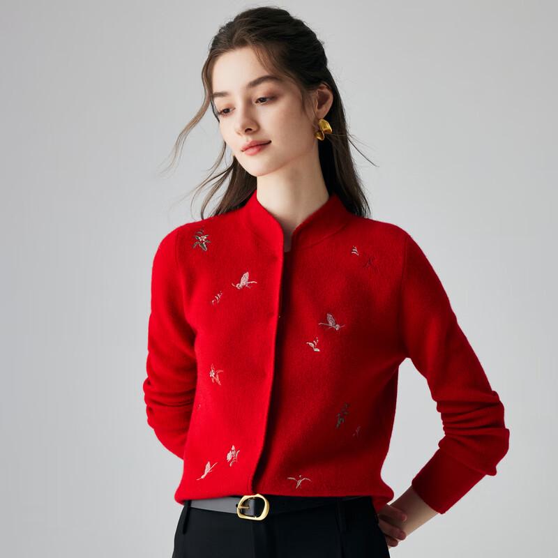 PALUOPO Women's Embroidered Cashmere Cardigan