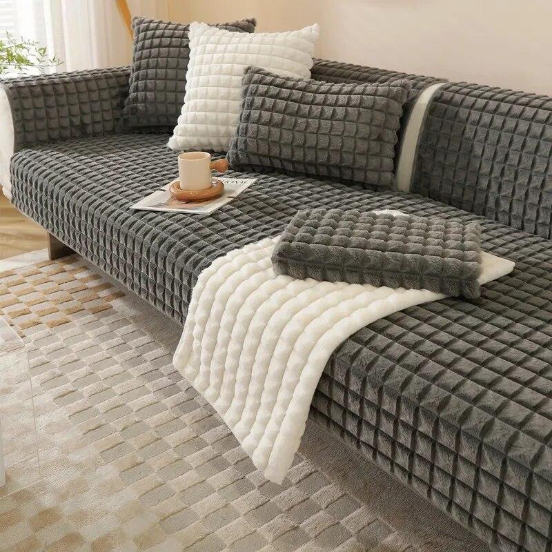 

Чехол для дома, секционный угловой L, защита для диванного полотенца, однотонный 3D клетчатый утолщенный чехол для дивана, нескользящая мягкая подушка A 70x70cm 1pc