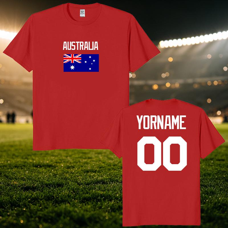 Australia National Football Custom Name Number T Shirt Unisex Personalized Diy 2026 Football Tour Match Day Fan Streetwear Tee