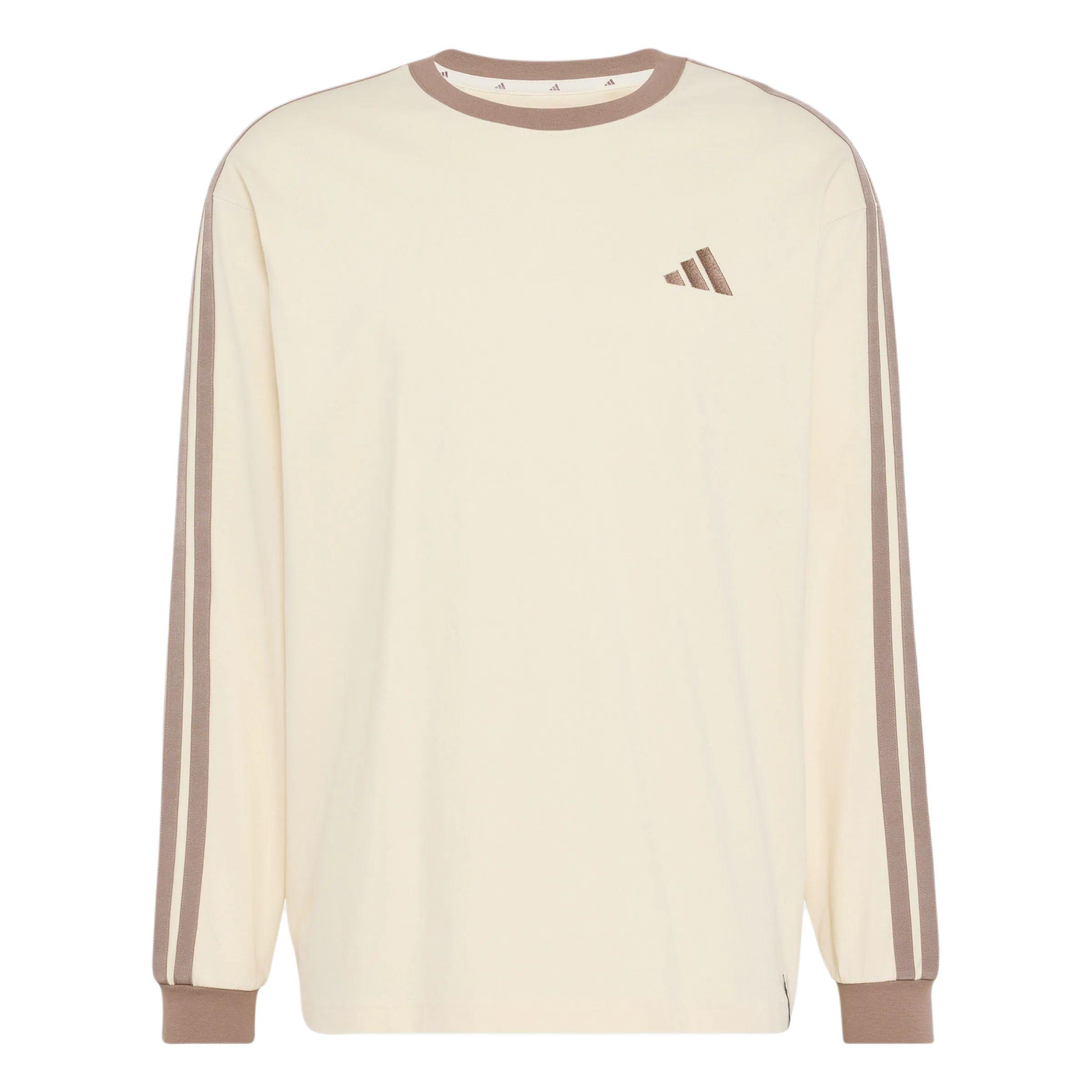 Adidas Essentials Plus Loose Striped Skin-Friendly Comfortable Casual Round Neck Long Sleeve T-Shirt Men Tops KU6445 XS