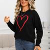 Damski modny sweter w kształcie serca, luźny i wszechstronny sweter dziergany na Walentynki