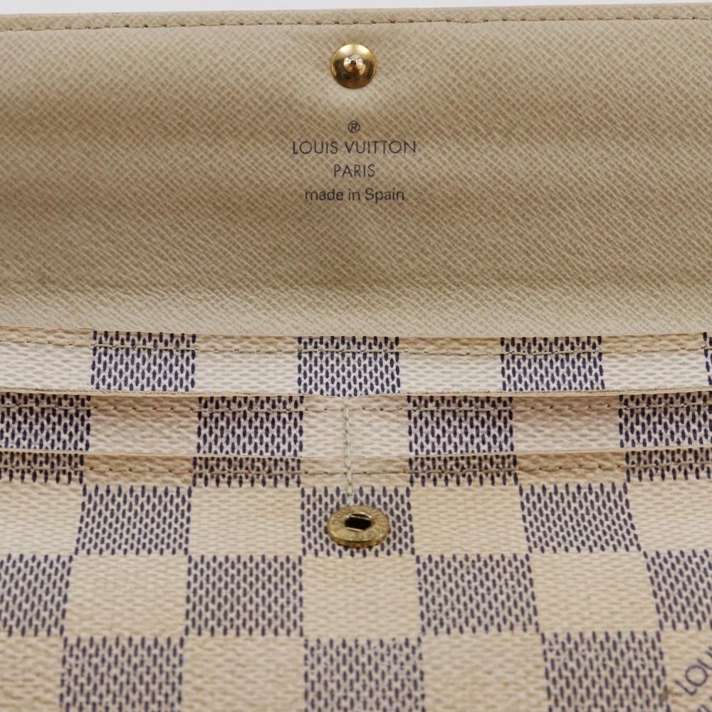 Louis Vuitton Portemonnaie Sarah N61735 Weißes Damier Azur Canvas Unisex Gebraucht