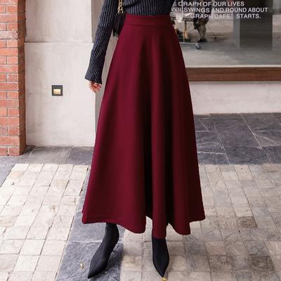 Tooxika Jupe Mi-longue Laine Couleur Unie Taille Haute, Polyvalente Pour Les Déplacements Domicile-Travail, Grande Jupe Longue Évasée A-ligne
