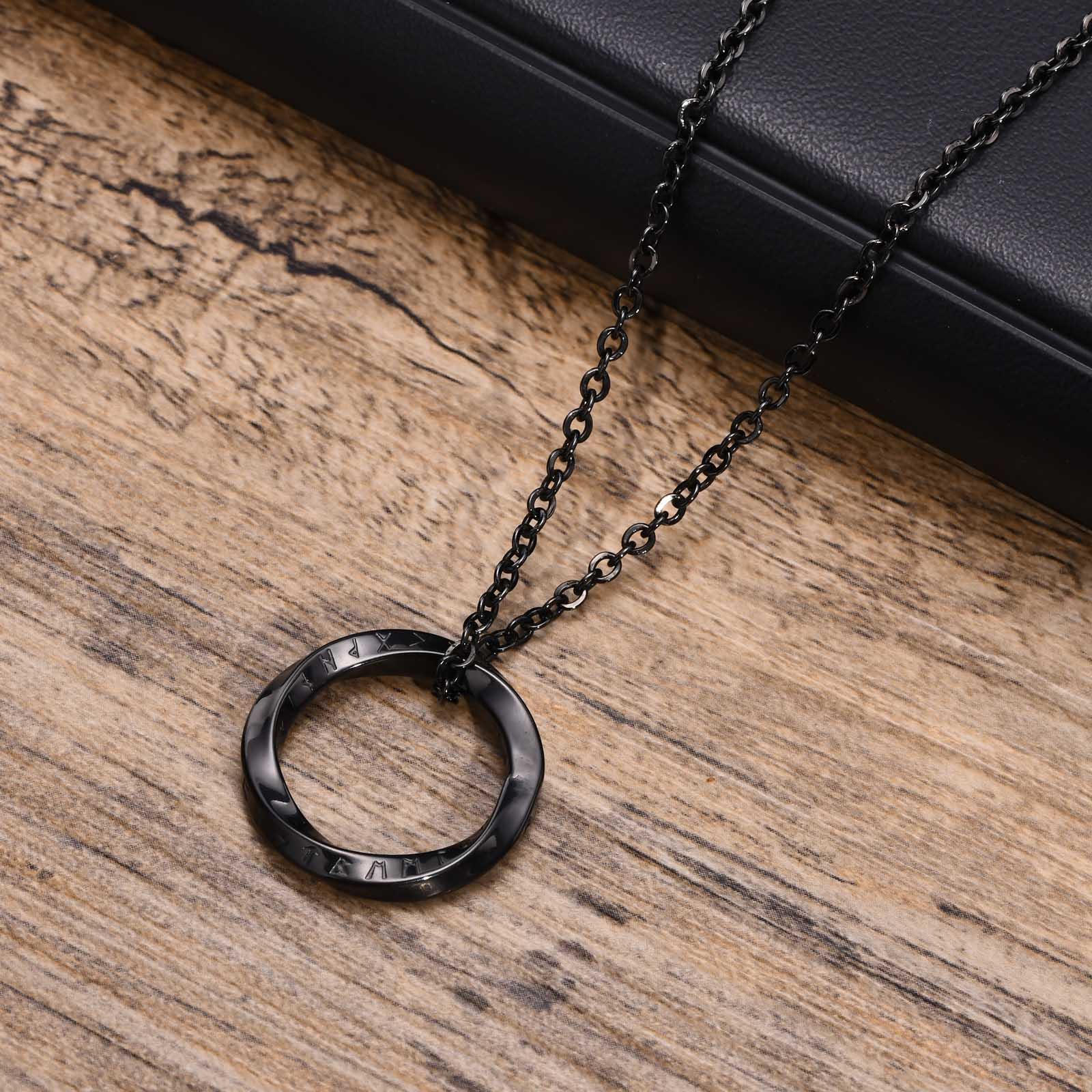 Vnox Norse Viking Necklace for Men Stainless Steel Mobius Pendant Trendy Male Jewelry Gift 50cm