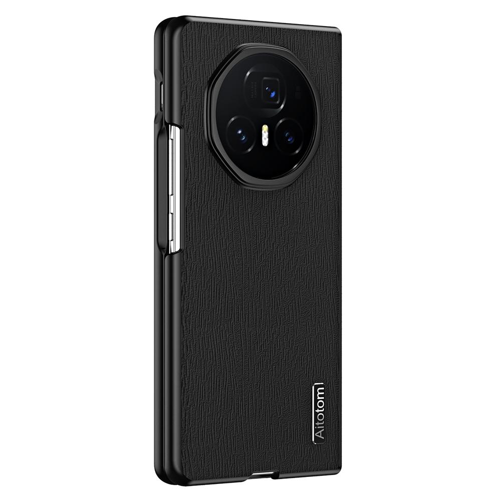 For Honor Magic V5 5G Case Wood Texture PU Leather Coated PC TPU Phone Cover