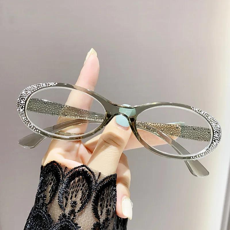 Luxury Round Frame Reading Glasses Fashion Diamond Frame Presbyopia For Women Hd Lens Ultralight Far Sight Eyeglasses 0+1.0+4.0