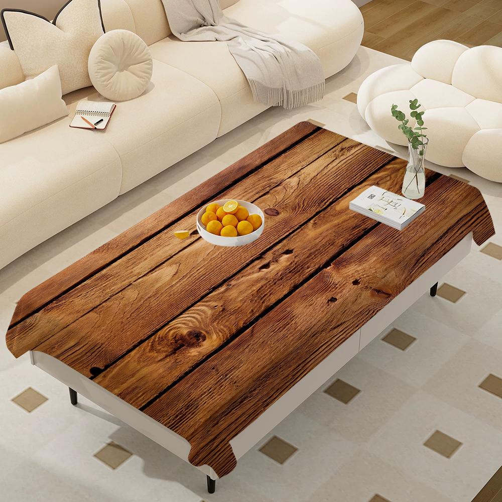 Beautiful Wood Rectangular Tablecloths Washable Wedding Party Kitchen Dining Living Room Birthday Decoration Table