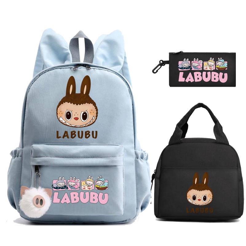 3Pcs/set Cute Printed Backpack Lunch Bag Pencil Case Children Girl Boy Mokoko Student Schoolbag Zimomo Kid Gift Mochila