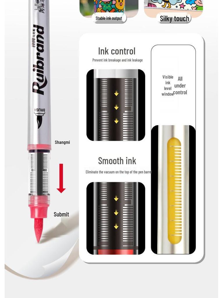 Vodotěsný a nepropíjející akrylový fix s měkkým hrotem pro děti - Vrstvitelná a omyvatelná vodová tužka pro výtvarnou výchovu na základní škole