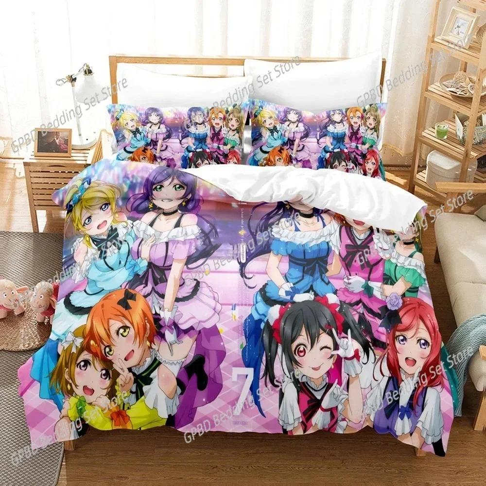 New 3D Printed Love Live 3D Duvet Cover Bedding Set Comforter Linen Pillowcases Home Decor Single Double Twin King Queen