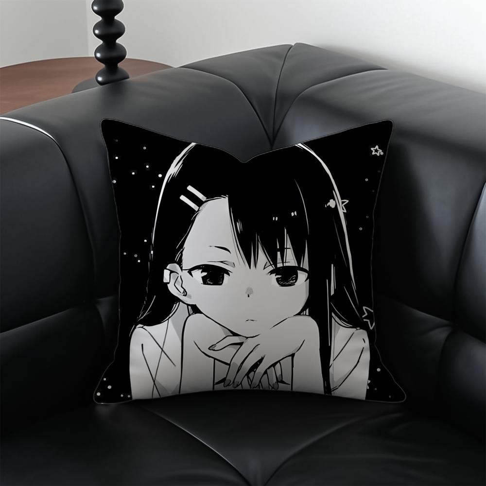 anime comedy NNagatoro SSan Cushion Cover Pillow Case Antidustmite Invisible zipper silky plush cushion