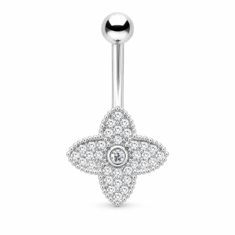 Silver Color Dangle Butterfly Flower Belly Button Ring Stainless Steel Sexy Navel Piercing Jewelry