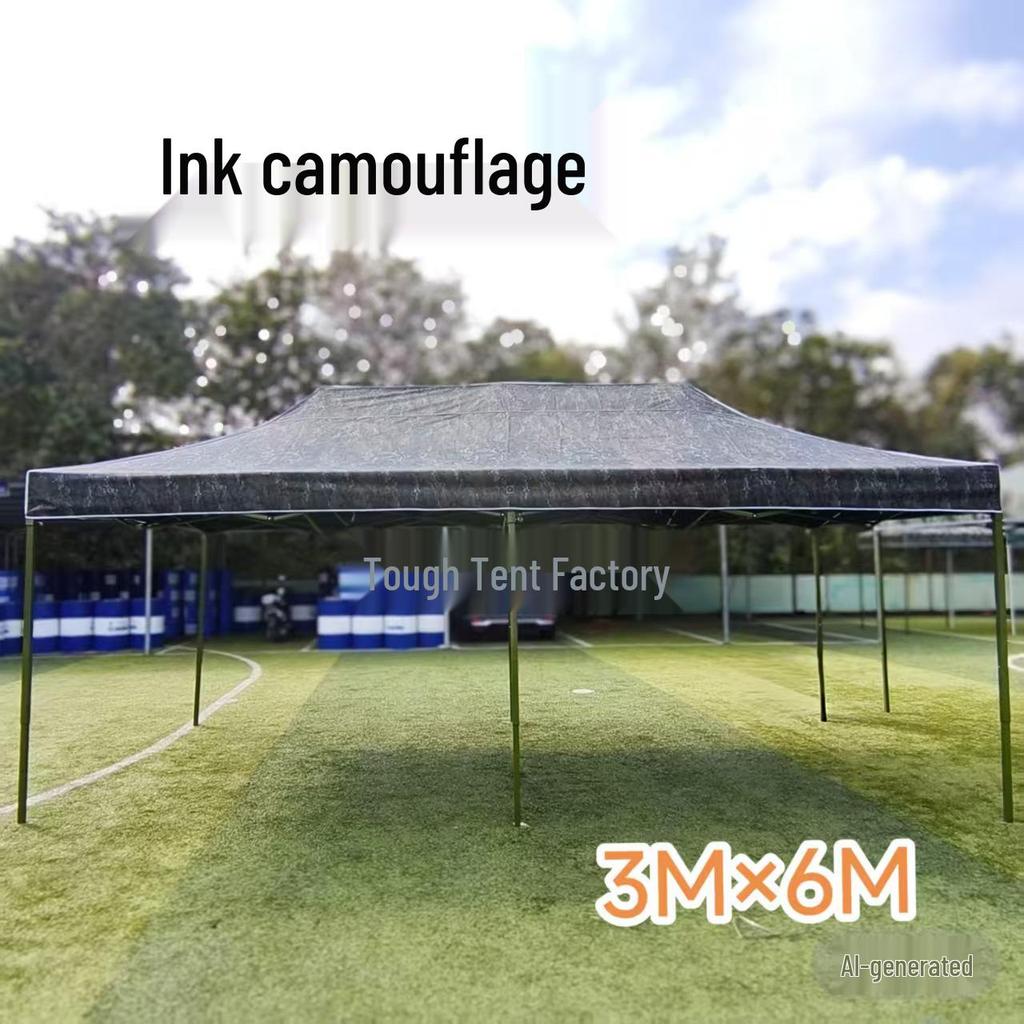 Camouflage Four-Corner Telescopic Tent with Side Walls – Cold Protection, Sun Shade, Waterproof Oxford Cloth