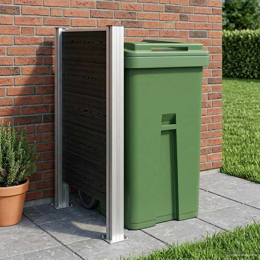 Waste Bin Fence Gray 85 X 12 X 115 Cm Aluminum and WPC