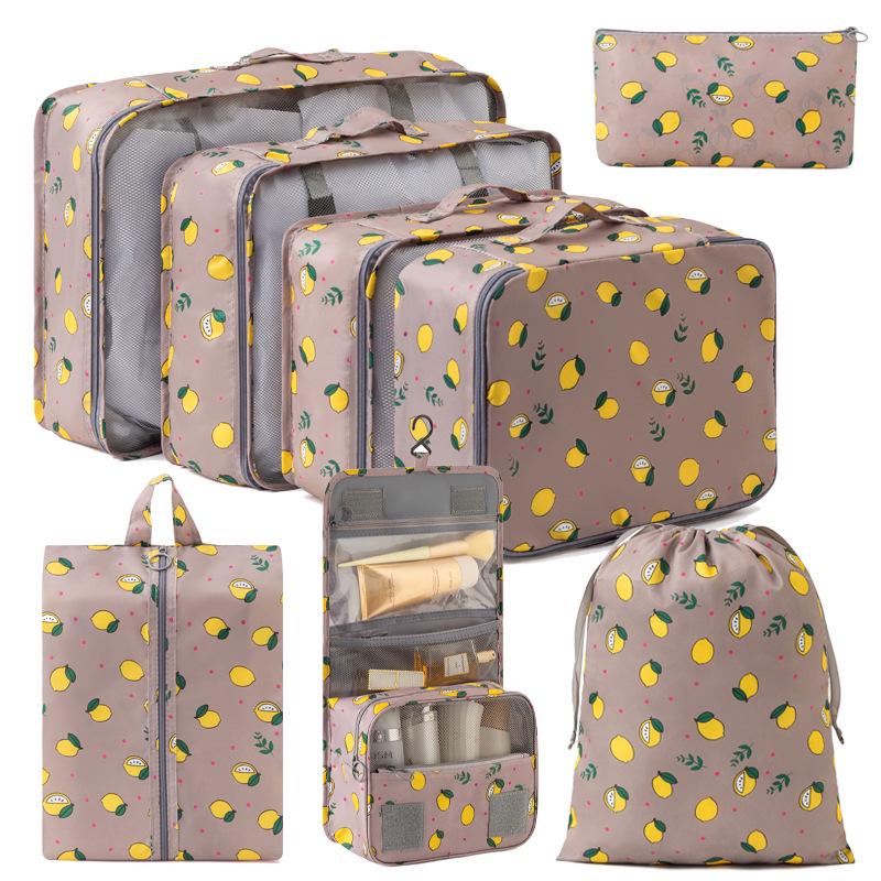 Eight-Piece Waterproof Travel Storage Bag Set for Business Trips - Large Capacity